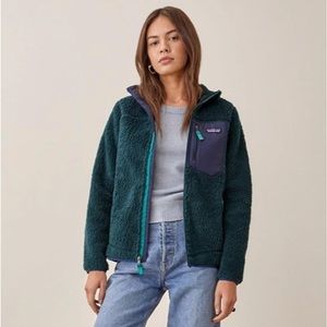 Patagonia Classic Retro-X Fleece Jacket Dark Borealis Green Size Small Teal Blue